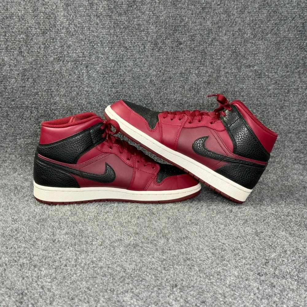 Jordan 1 Retro Mid Shoes Men's 8 Team Red Black Athletic Basketball Sneakers